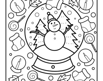 Snowman Snow-globe Coloring Sheet
