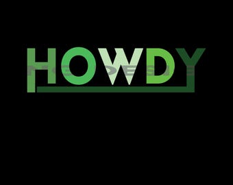 Howdy Multicolor Green PNG | Western Digital T-Shirt Design | Southern Saying Sublimation | Instant Download Graphic for DIY Apparel