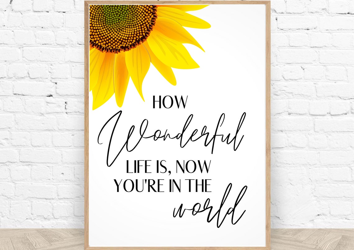 How Wonderful Life is Now You're in the World Quotes Etsy