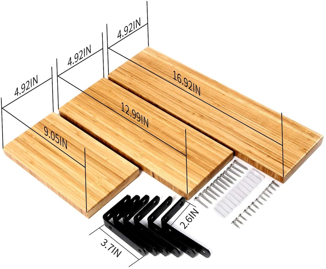 Floating Shelves Bamboo Wall Ledge Decorative Storage Display Etsy