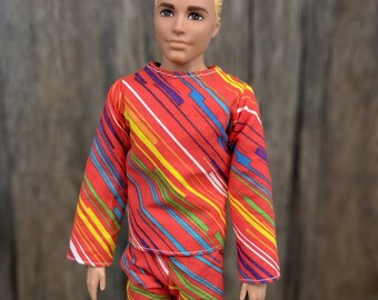 12 inch male doll red pajama set