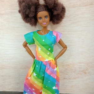 Rainbow dress, rainbow fashion doll dress, dress for fashion doll, beautiful dress for fashion doll, cute dress for fashion doll, rainbow,