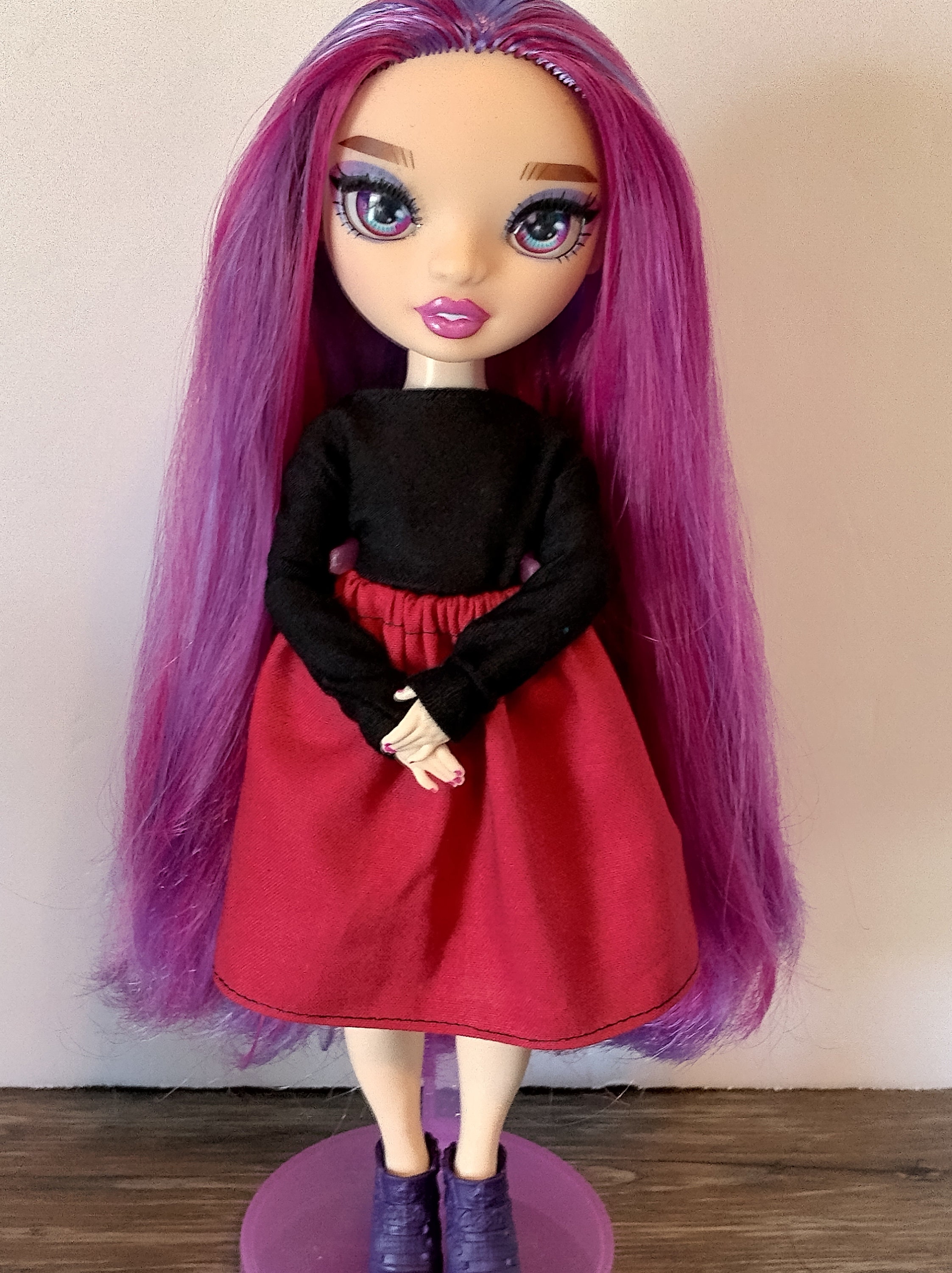 Rainbow High Doll Dark Red Skirt and Long Sleeve Black Shirt Etsy