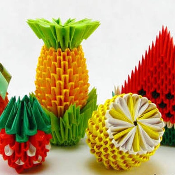 3D Origami Any color Fruits, Fabriqué par papiers. Le meilleur pour la décoration à la maison. Décor de salon Origami Vase Morandi fait main,