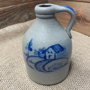 Jarra con esmalte de sal azul de 6&quot; de Rowe Pottery Works, 30.° aniversario, año 2005, patrón para el hogar