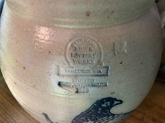 RARE NEW Rowe Pottery Works 1996 Butter Churn With Bird Design