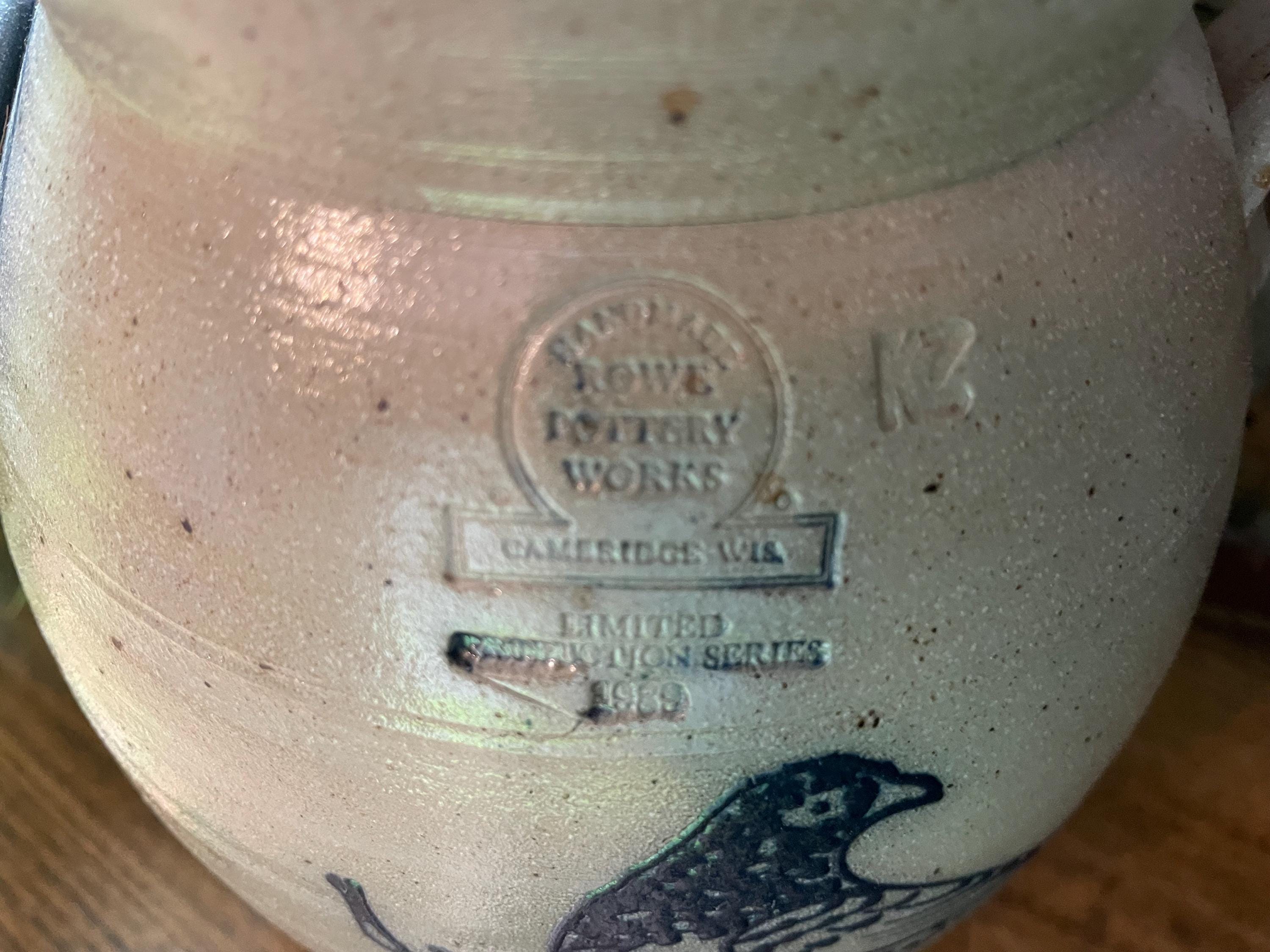 RARE NEW Rowe Pottery Works 1996 Butter Churn With Bird Design
