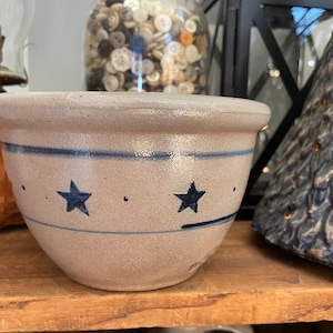 Cuenco mediano de 3 estrellas de Rowe Pottery Works, vintage de 1998, esmaltado en sal