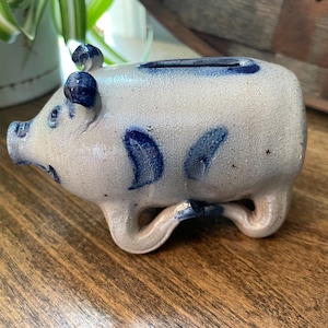 Banco rosa vintage Rowe Pottery Works 1992 de 10 cm de largo - Esmalte de sal