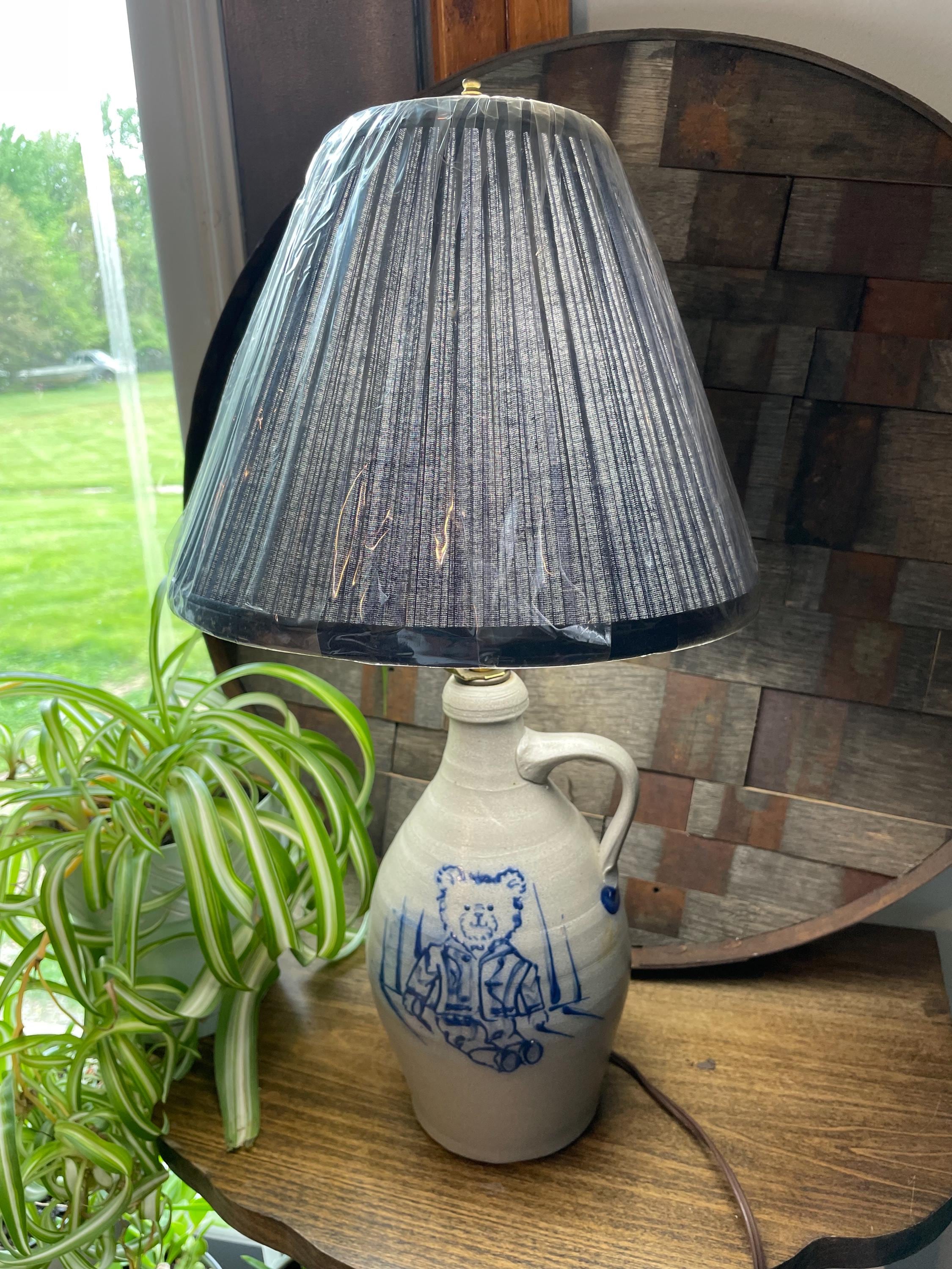 Rowe Pottery Works 1994 Teddy Bear Lamp Salt Glazed Lamp Shad NOT