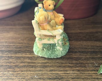 Cherished Teddies * Heart to Heart Bears on Bench Vintage Figure