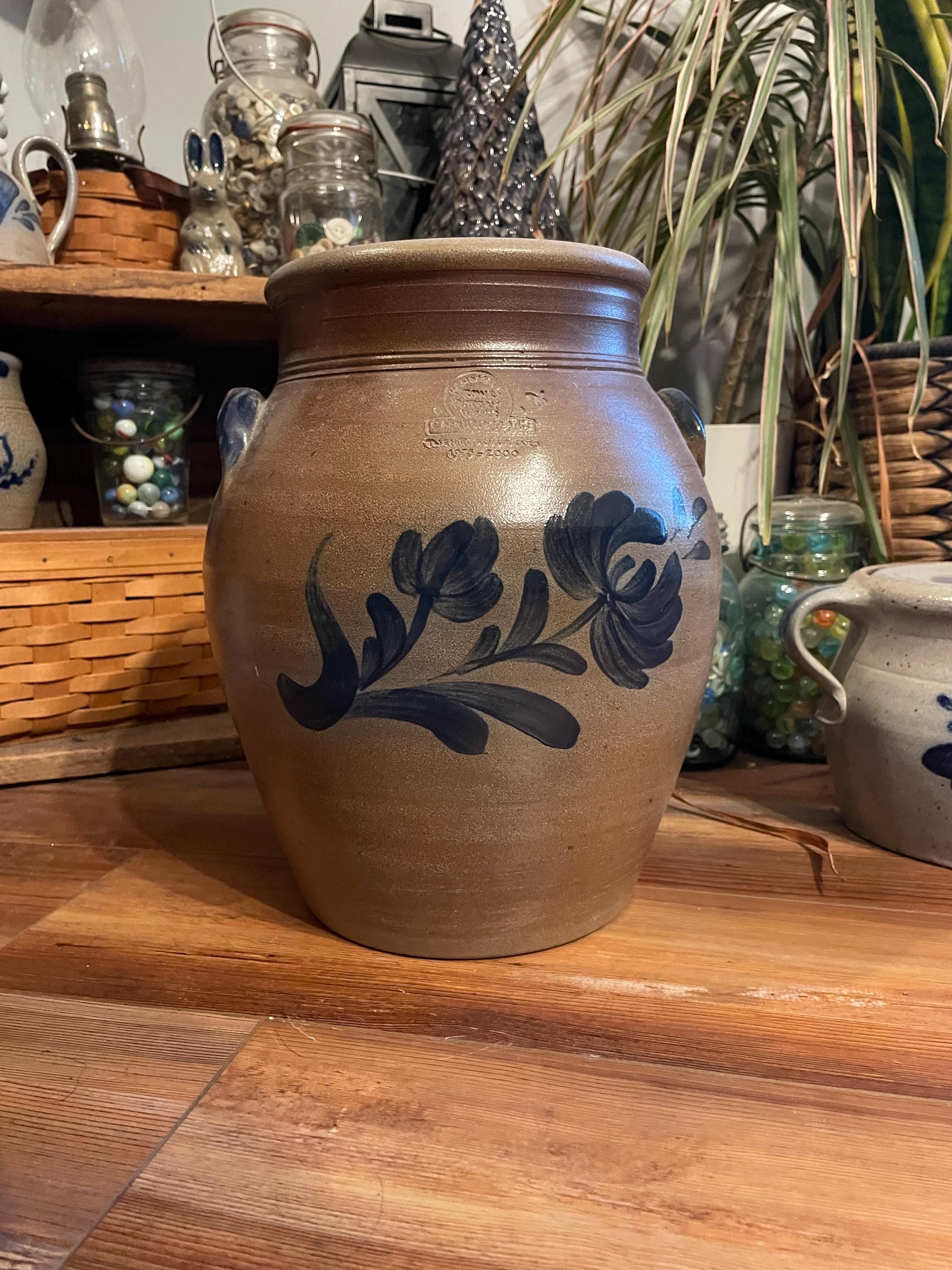 Vintage Rowe Pottery Works 1996 Crock Salt Glazed Greenfield