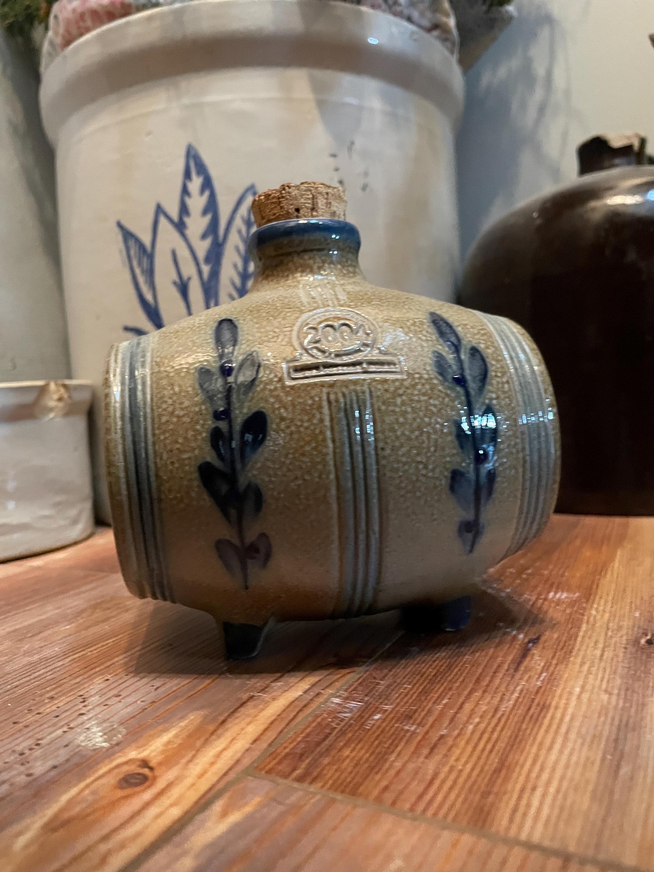 Rowe Pottery Works Swigger Barrel Jug 2004 HISTORICAL PC. Blue