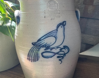 Rowe Pottery Works 1987 Limited Production Blue Bird Canister