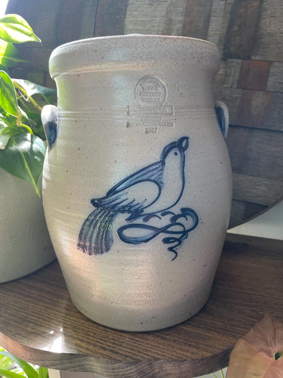 Rowe Pottery Works 1987 Limited Production Blue Bird Canister