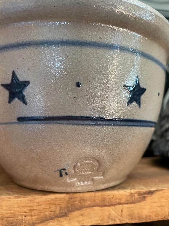 Vintage 1998 Rowe Pottery Works 3 Star Med Bowl - Salt Glaze - Etsy