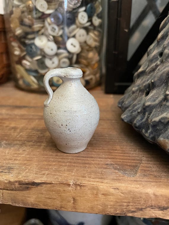 Vintage Rowe Pottery Works 1991 Miniature 1/4 Scale Floral Jug