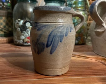 Vintage 2005  Rowe Pottery SIGNED 30th Anniversary Tall Handled Utensil Jar-Salt Glaze