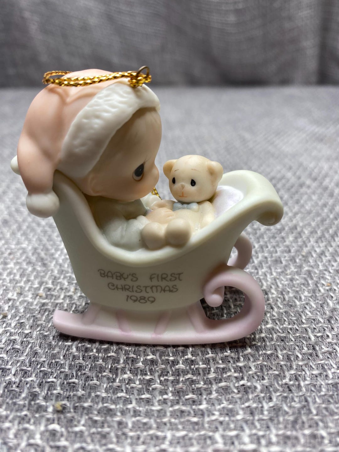 Vintage Precious Moments Ornament *1989 Baby's 1st Christmas (boy in ...