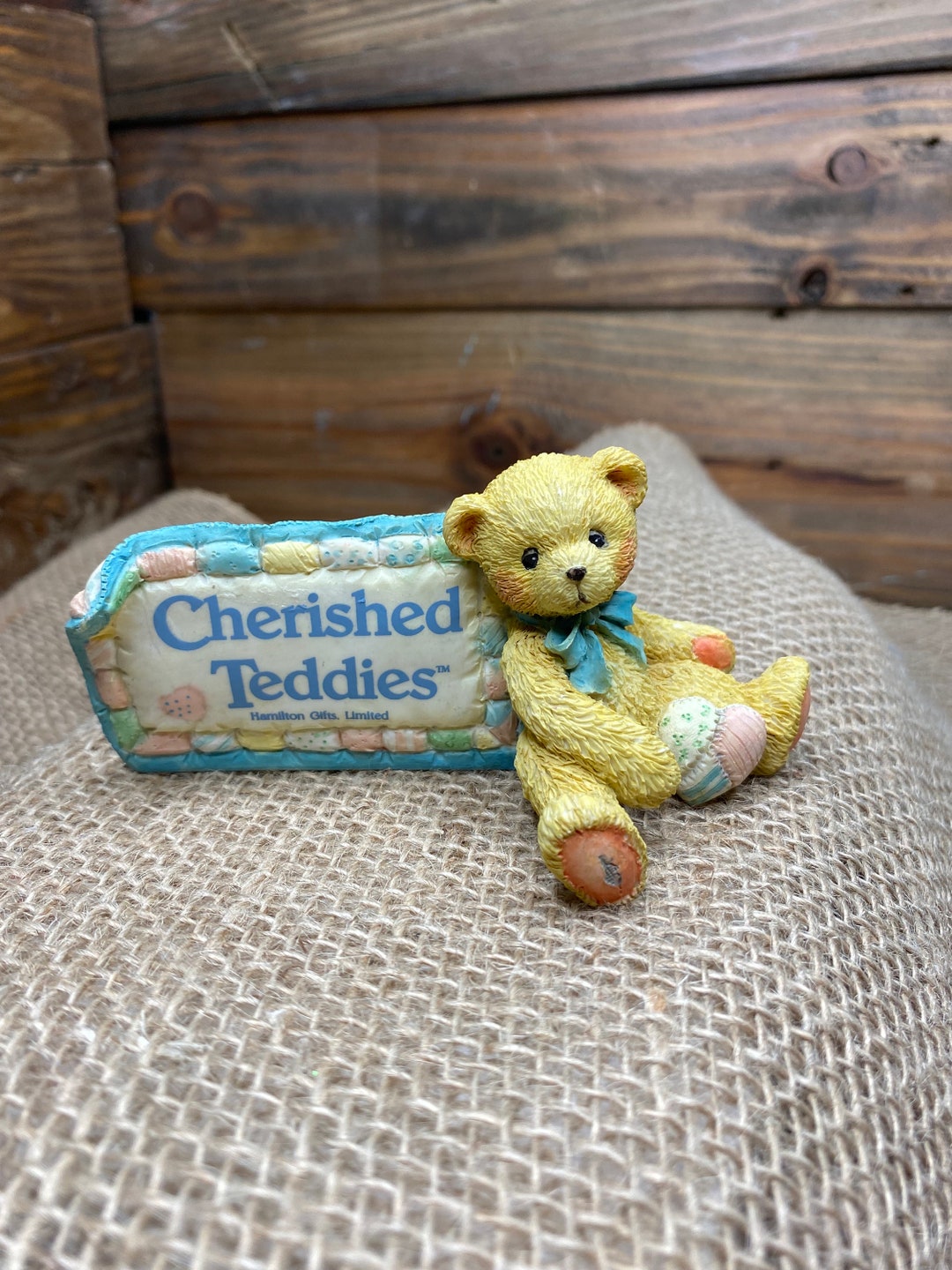 CHERISHED TEDDIES Vintage - Cherished Teddies Sign With Bear 1991