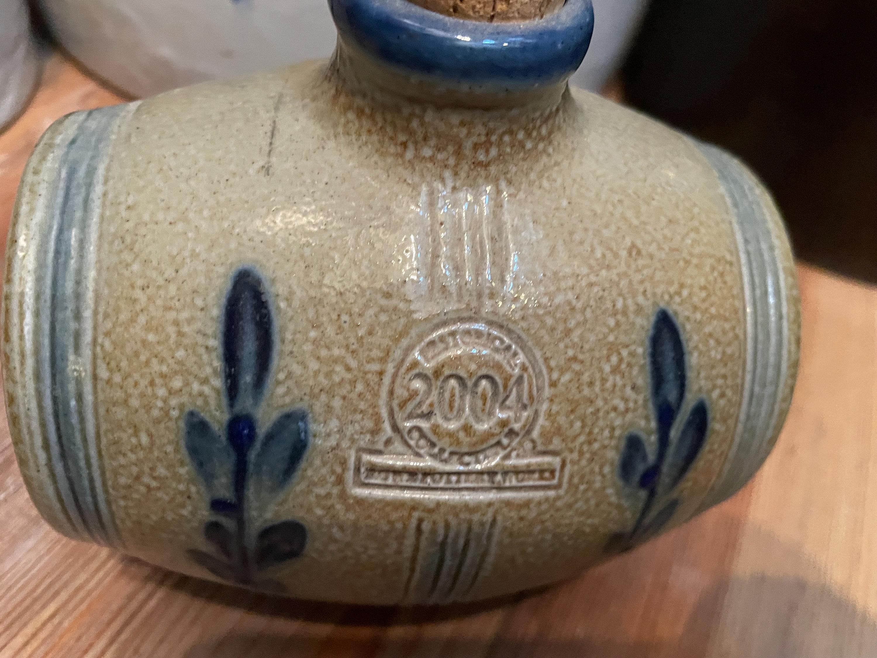 Rowe Pottery Works Swigger Barrel Jug 2004 HISTORICAL PC. Blue