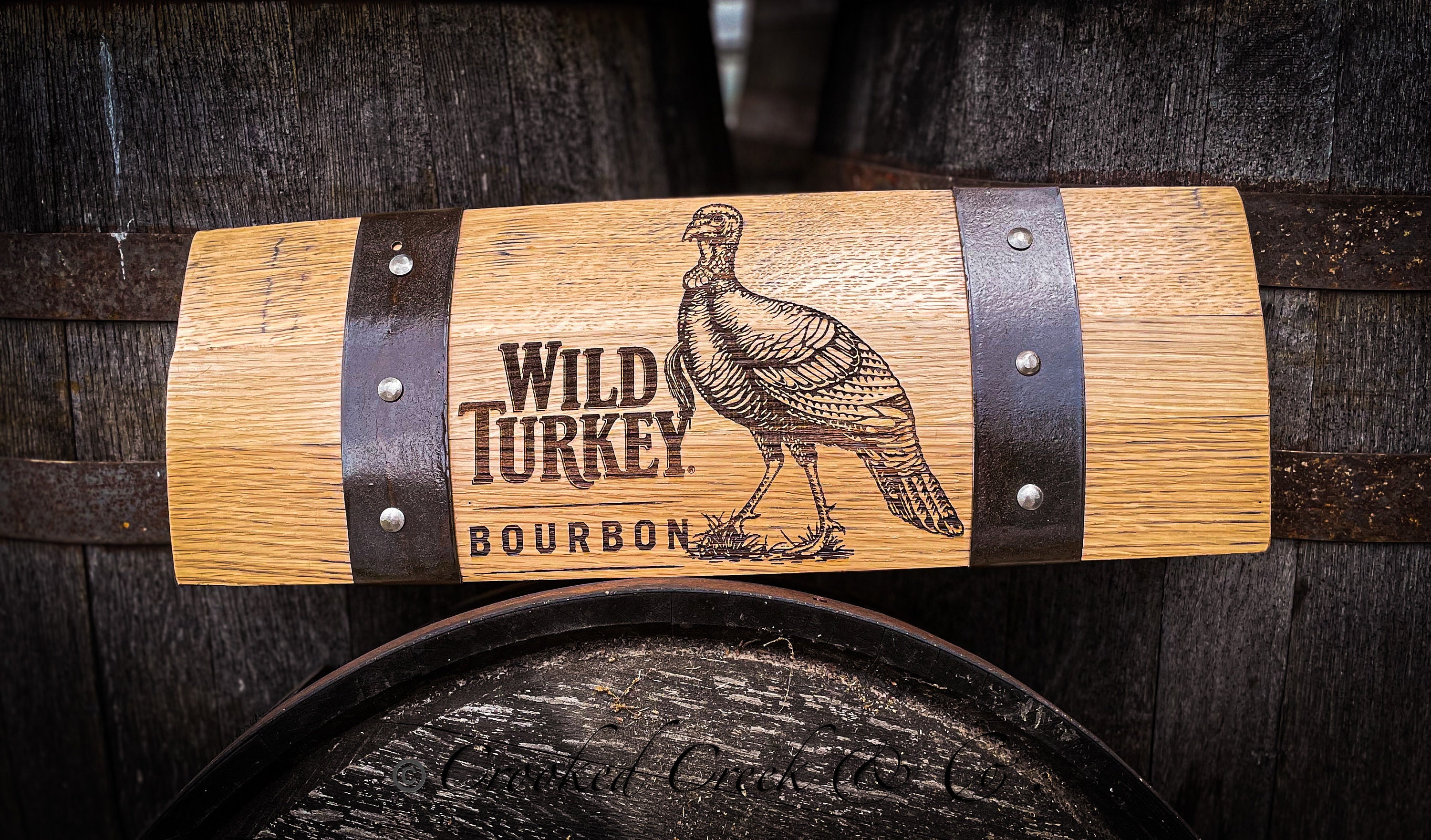 WILD TURKEY MIRROR 26 x 20 WOOD FRAME BAR WHISKEY LIQUOR MAN