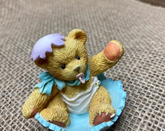 Cherished Teddies "Bunny" Bear in Egg Vintage 1994 "Just In Time For Spring" Enesco Figure
