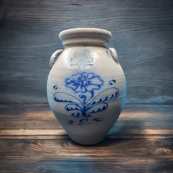 Rowe Pottery Works 10” 1989 Limited Series With Lid Blue Salt