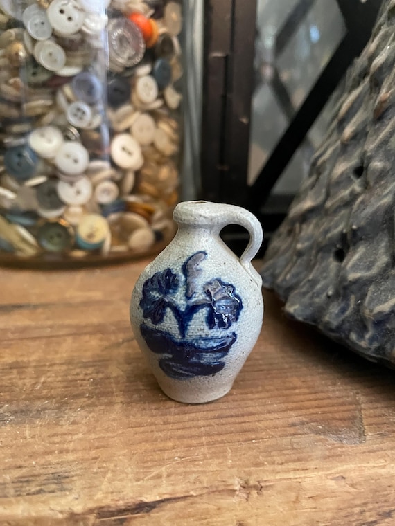 Vintage Rowe Pottery Works 1991 Miniature 1/4 Scale Floral Jug
