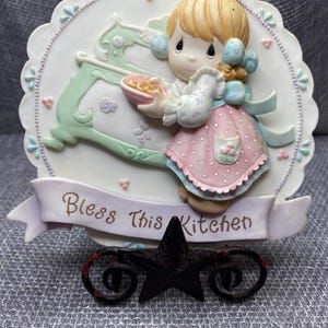 Vintage Precious Moments Figure *Bless This Kitchen - Wall Plaque by Enesco (Retired) 1994