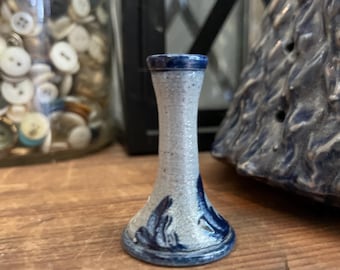 Vintage Rowe Pottery Works miniatuur kandelaar zoutglazuur 1992 zoutglazuur