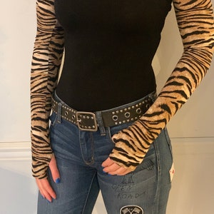Women's Arm Warmer Sleeves: Fashionable, fitted tiger print arm sleeves, long gloves - Warmadillas, unique gift for women