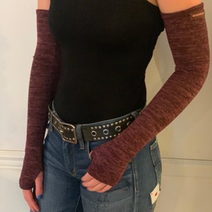 Arm Warmers, arm sleeves, long fingerless gloves - Burgundy Cozy Warmadillas - Fun & unique gift for women - On-the-go, Lightweight warmth