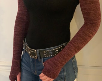 Arm Warmers, arm sleeves, long fingerless gloves - Burgundy Cozy Warmadillas - Fun & unique gift for women - On-the-go, Lightweight warmth