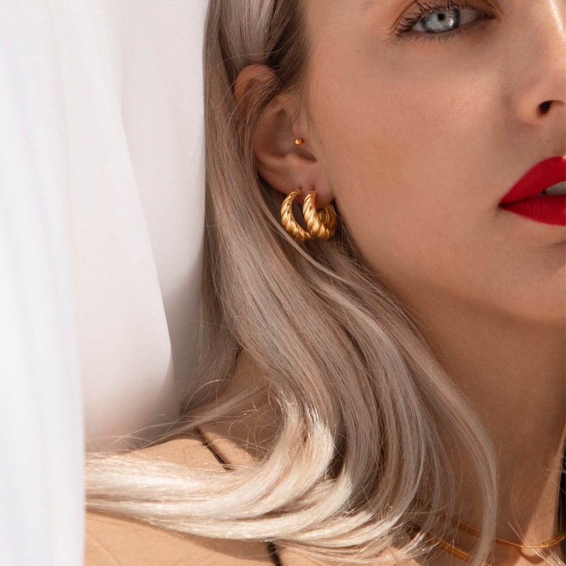 Aesthetic Simple Hoop Earrings Silver or Gold Hoop Earrings Etsy