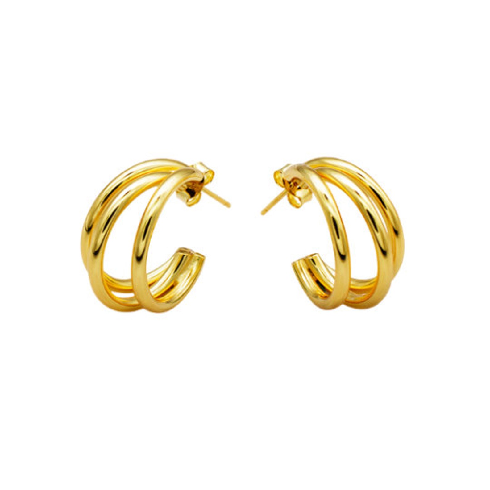 Aesthetic Three Hoop Earrings Gold/Silver Hoop Earrings Gift | Etsy