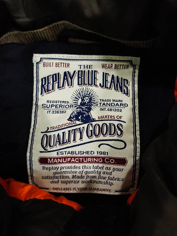 Vintage REPLAY BLUE JEANS Puffer Jacket Full Zipp… - image 9