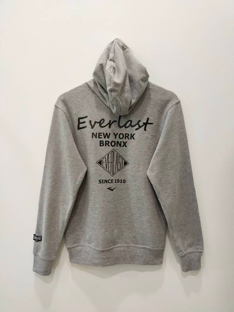Everlast Men's Zip-Up Hoodie Sweatshirt - Grey, French Terry Cotton, Regular Fit, Large