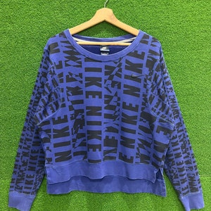 Vtg Authentic NIKE SWOOSH Full Printed Designer Crewneck Sweatshirt Nike Sportswear Jumper Nike Sweater Unisex Casual X-Large Size