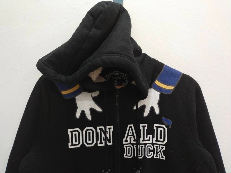 Donald Duck Fleece Hoodie Full Zipper Big Spellout image 3