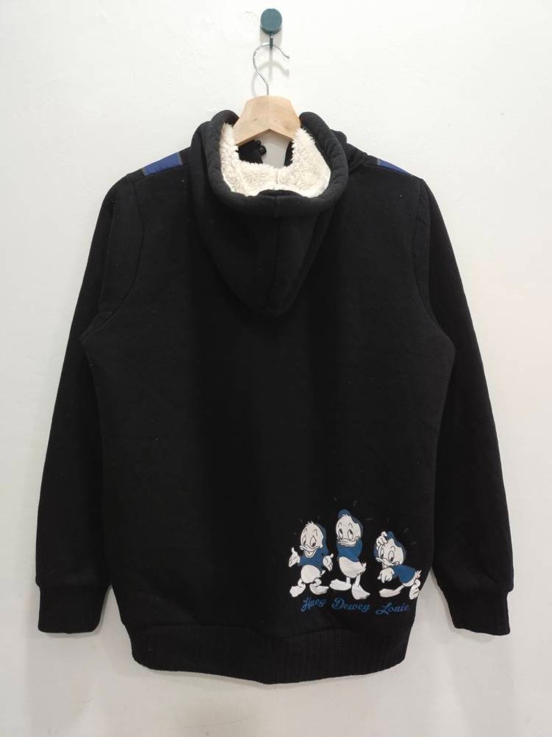 Donald Duck Fleece Hoodie Full Zipper Big Spellout image 6