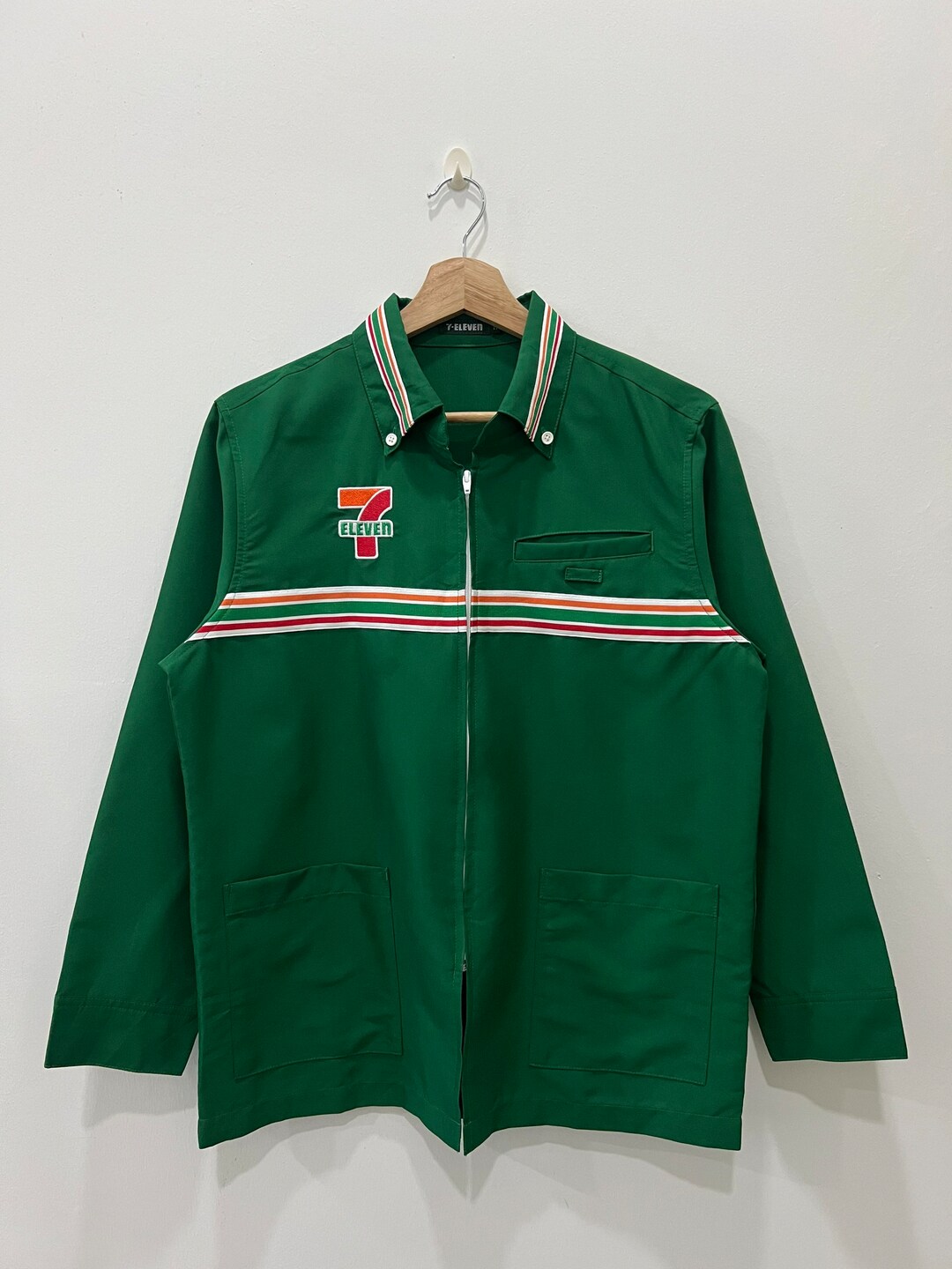 Vintage 7 Eleven Worker Uniform Embroidery Logo Full Zipper Nice Design