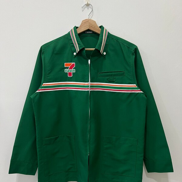 Vintage 7 Eleven Worker Uniform Embroidery Logo Full Zipper Nice Design
