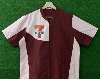 Vintage 90s 7 Eleven Workers Zipper Uniform Medium Size On Tag
