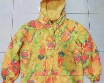 VTG ELLESSE ITALY Made by Goldwin Orange Floral Jackets Hoodies
