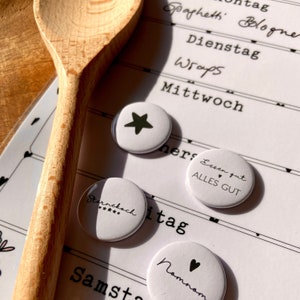 Menüplan - wiederverwendbar inkl. Stift und Magnete (s/w)