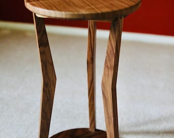 Mid Century Modern Black Walnut Side Table: Narrow End Table