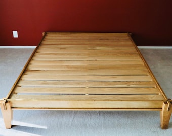 Custom Hardwood Platform Bed Frame, Modern Bed, Twin Size Bed, Queen Size Bed, King Size Bed, Midcentury Modern