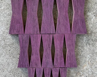 Purpleheart Hardwood Bow Tie Inlays: 15 Pack