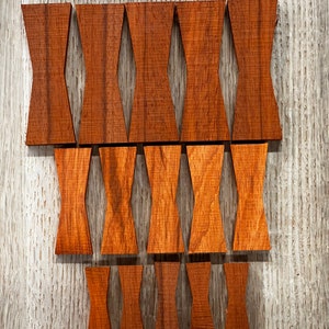 15 Pack Padauk Wood Bow Tie Inlays (5 large, 5 medium, 5 mini)